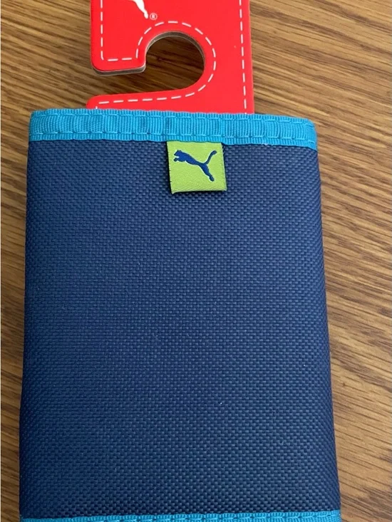 Puma Black Wallet with Bright Teal Trim and Lime Accent - Picture 2 of 5